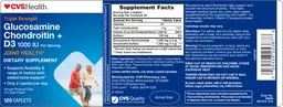 Label for Triple Strength Glucosamine Chondroitin + D3 1000 IU