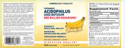 Label for Chewable Acidophilus And Bifidum Natural Banana Flavor