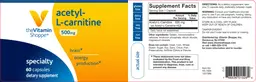 Label for Acetyl-L-Carnitine 500 mg
