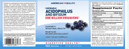 Label for Chewable Acidophilus And Bifidum Natural Blueberry Flavor