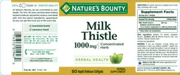 Label for Milk Thistle 1000 mg