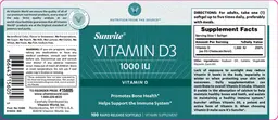 Label for Vitamin D3 1000 IU