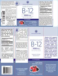 Label for Ener-B Shot B-12 5000 mcg Natural Berry Flavor
