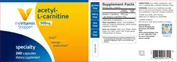 Label for Acetyl-L-Carnitine 500 mg