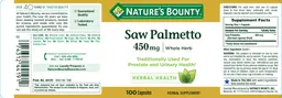 Label for Saw Palmetto 450 mg