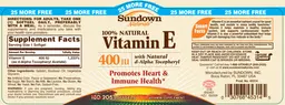 Label for 100% Natural Vitamin E 400 IU