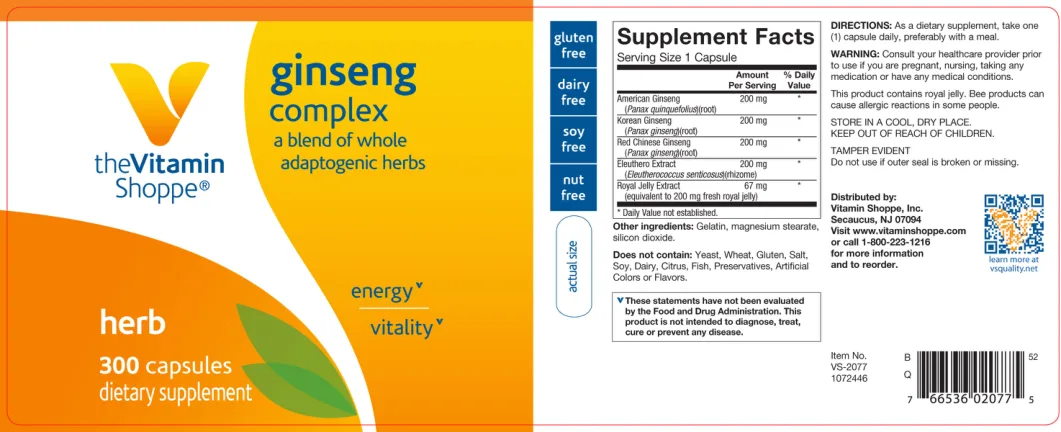 Label for Ginseng Complex