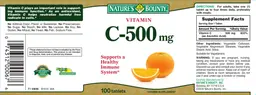 Label for Vitamin C-500 mg