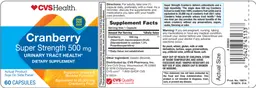 Label for Cranberry Super Strength 500 mg