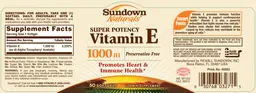 Label for Super Potency Vitamin E 1000 IU