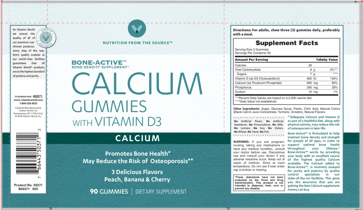 Label for Calcium Gummies With Vitamin D3