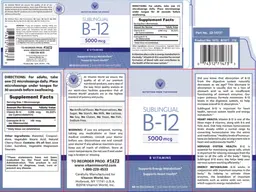 Label for Sublingual B-12 5000 mcg