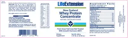 Label for New Zealand Whey Protein Concentrate Natural Chocolate Flavor