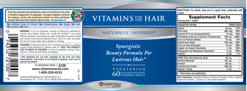 Label for Vitamins For The Hair