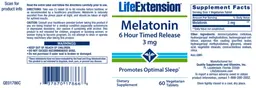 Label for Melatonin 3 mg 6 Hour Timed Release