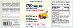 Label for Chewable Acidophilus And Bifidum Natural Assorted Fruit Flavors