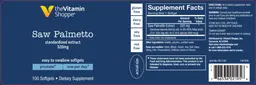 Label for Saw Palmetto Standardized Extract 320 mg