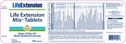 Label for Life Extension Mix Tablets