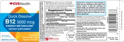 Label for Quick Dissolve B12 5000 mcg