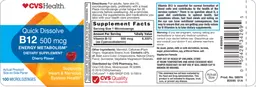 Label for Quick Dissolve B12 500 mcg Cherry Flavor