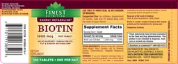 Label for Biotin 1000 mcg