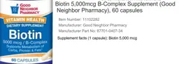 Label for Biotin 5000 mcg/B-Complex