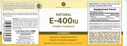 Label for Natural E-400 IU D-Alpha Tocopherol