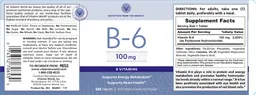 Label for B-6 100 mg