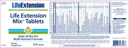Label for Life Extension Mix Tablets
