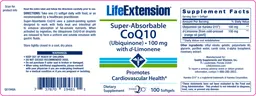 Label for Super-Absorbable CoQ10 (Ubiquinone) 100 mg with D-Limonene
