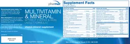 Label for MultiVitamin & Mineral without Copper & Iron