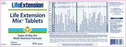 Label for Life Extension Mix Tablets