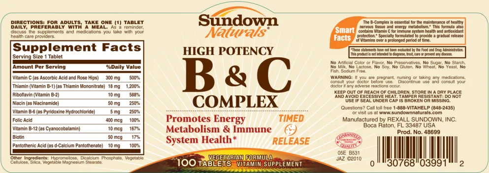 Label for High Potency B & C Complex