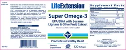Label for Super Omega-3 EPA/DHA With Sesame Lignans & Olive Fruit Extract
