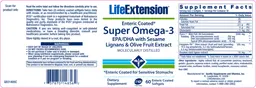 Label for Super Omega-3 EPA/DHA With Sesame Lignans & Olive Fruit Extract