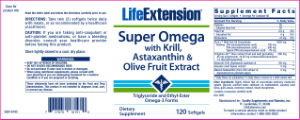 Label for Super Omega With Krill, Astaxanthin & Olive Fruit Extract