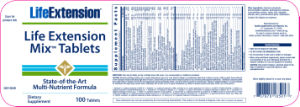 Label for Life Extension Mix Tablets