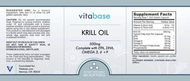 Label for Krill Oil 500 mg