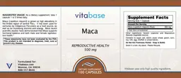 Label for Maca 500 mg