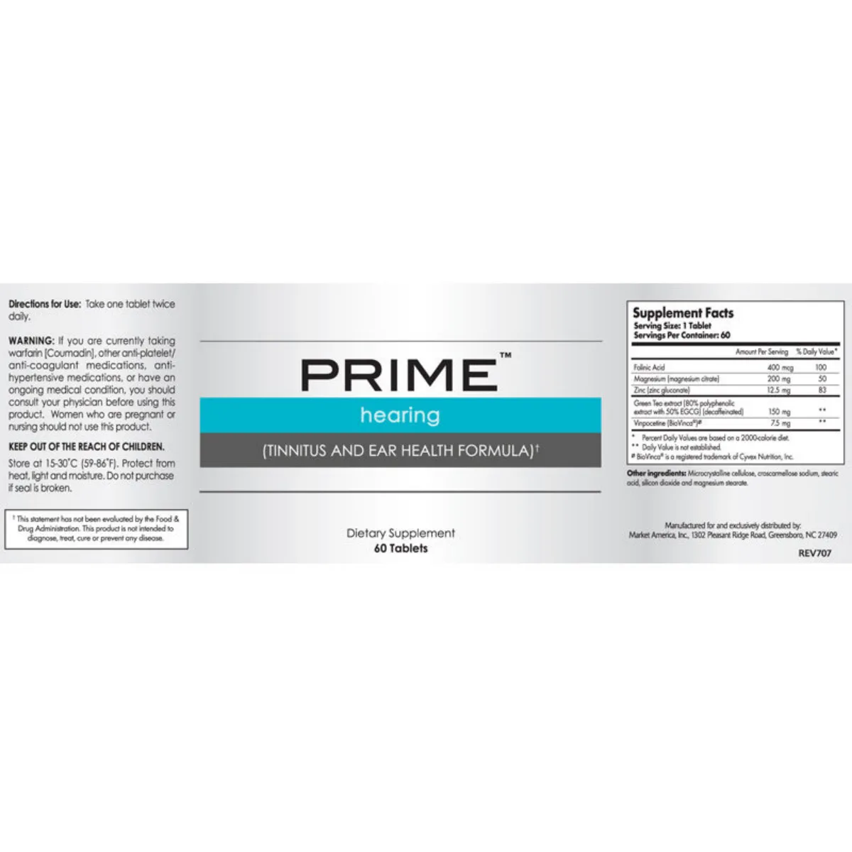 Label for Hearing (Tinnitus And Ear Health Formula)