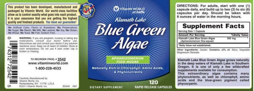 Label for Klamath Lake Blue Green Algae