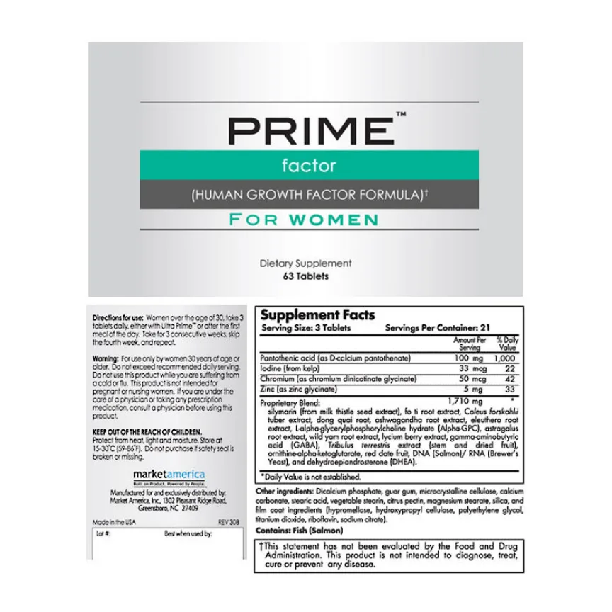 Label for Factor (Human Growth Factor Formula) For Women