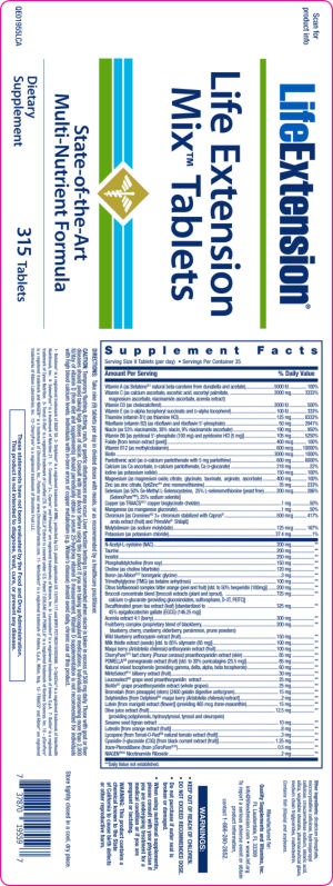 Label for Life Extension Mix Tablets