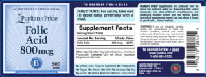 Folic Acid 800 mcg