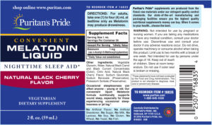 Melatonin Liquid Natural Black Cherry Flavor