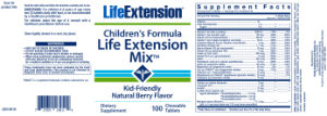 Label for Children's Formula Life Extension Mix Natural Berry Flavor