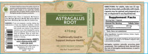 Label for Astragalus Root 470 mg