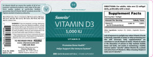 Label for Vitamin D3 5,000 IU