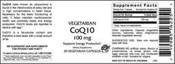 Label for CoQ10 100 mg