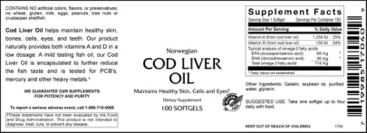 Label for Norwegian Cod Liver Oil